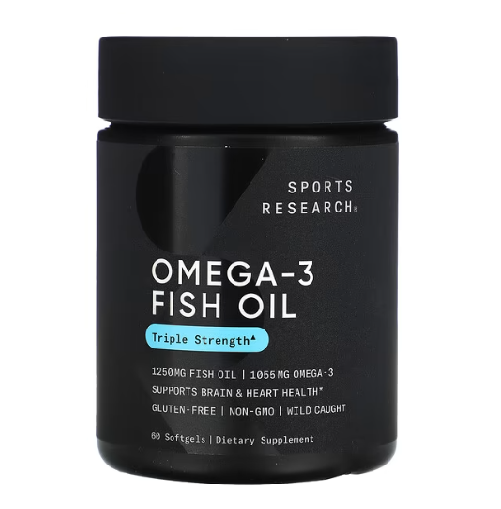 Sports Research, Omega-3 Fish Oil, Triple Strength, 60 Softgels