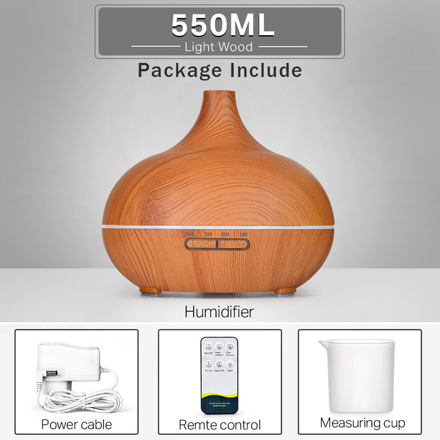 Aromatherapy Essential Oil Diffuser, 550ml, with 7 Color LED Light