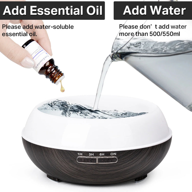 Aromatherapy Essential Oil Diffuser, 550ml, with 7 Color LED Light