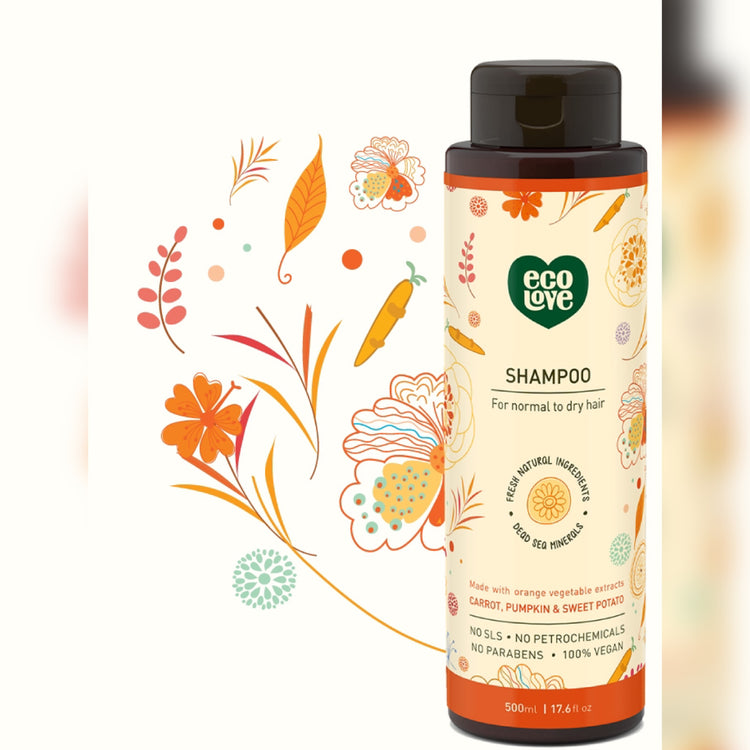 Eco love shampoo, normal to dry hair, carrot, pumpkin and sweet potato (500ml)